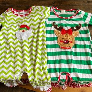 Super cute Christmas pajamas... Santa and Rudolph